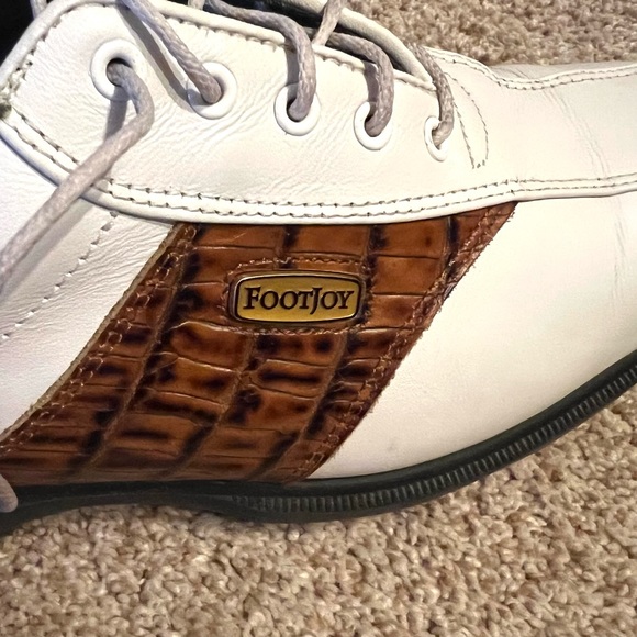 FootJoy Golf Shoes Men’s White/Brown Saddle Size 7 Good Condition - Picture 10 of 12